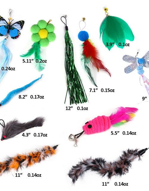 Load image into Gallery viewer, BT Bear 11 PCS Cat Feather Toy, Multiple Styles Feather Refills for Cat Toys, Replacement Feather Toy with Bell Refills, Interactive Catcher Teaser and Funny Exercise for Kitten or Cats

