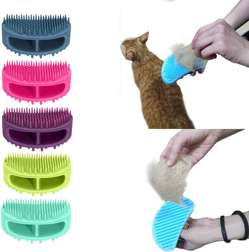 Dog Brush & Cat Brush, Soft Silicone Dog Grooming Brush, Pet Bath & Massage Brush for Cats and Dogs with Short or Long Hair, Cat Slicker Shedding Hair Brush for All Pet Sizes